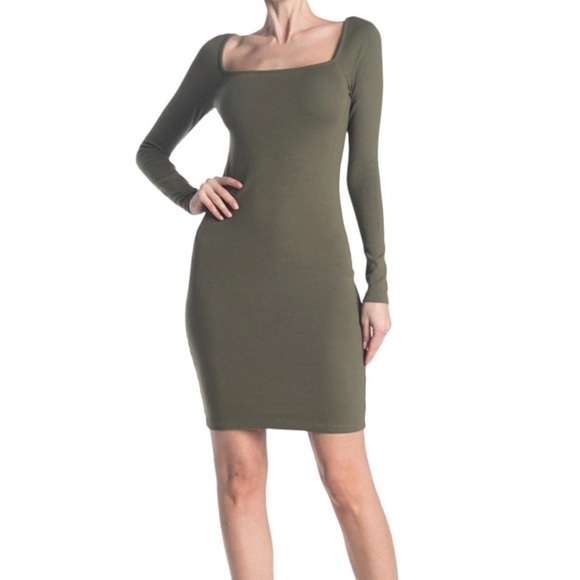 Stateside 1x1 Rib Square Neck Dress - Picture 1 of 11